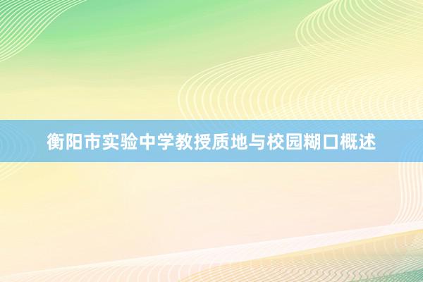 衡阳市实验中学教授质地与校园糊口概述